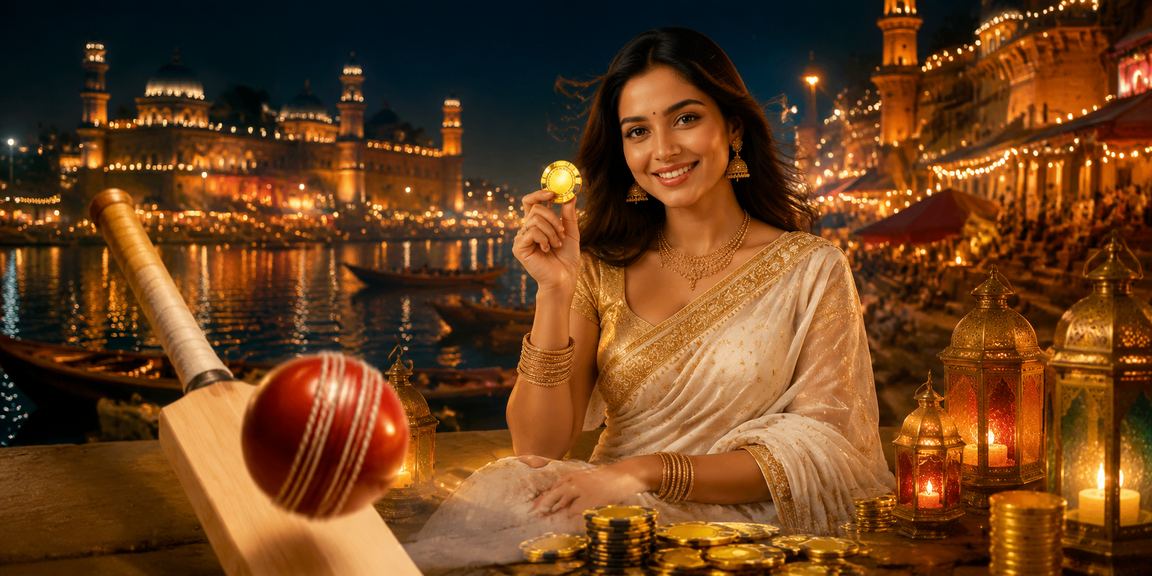 Historic Lucknow cityscape with cricket betting theme
